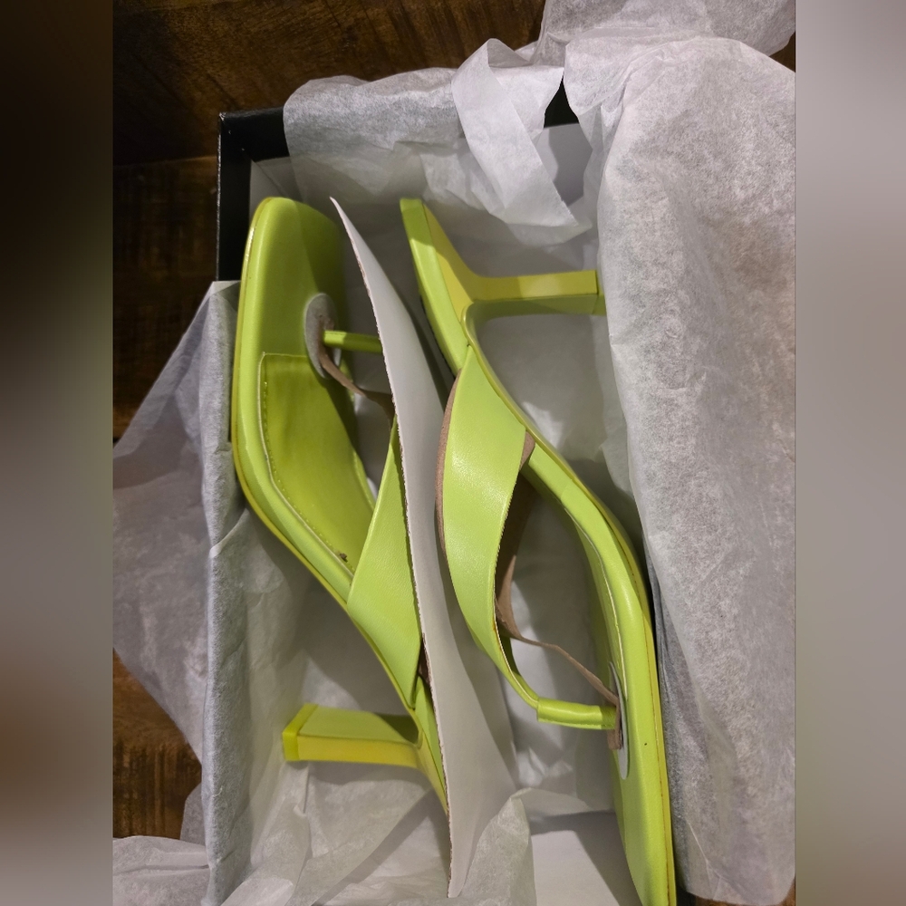Nine West Nest Heeled Sandals in Neon Lime - Picture 2 of 8